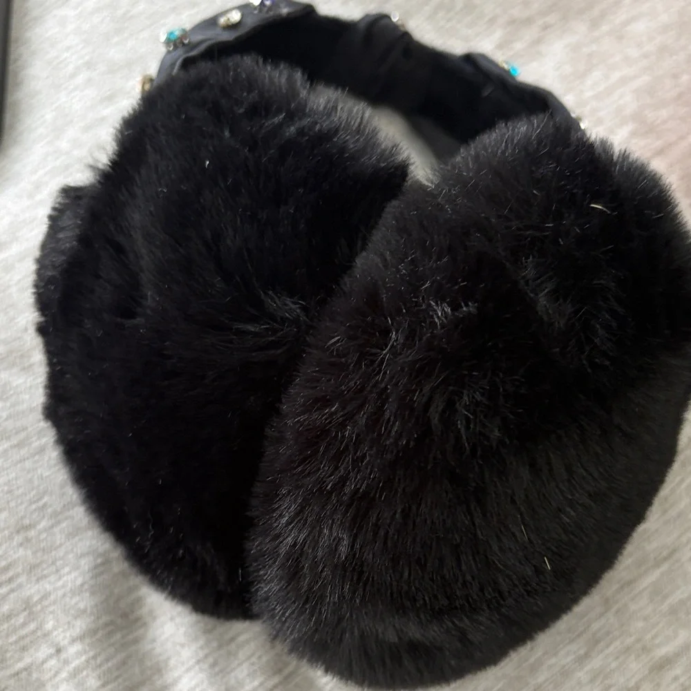 Elegant Black Embellished Ear Muffs